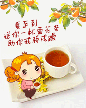 节日祝福彩信夏至彩信夏至到送你一杯菊花茶